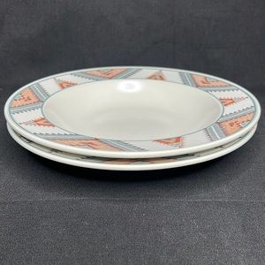 Mikasa Instaglio Santa Fe Set of 2 Large Rim Soup Pasta Bowls - 9 3/8"